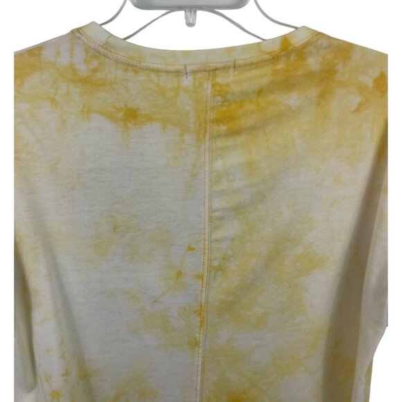 Ultra Flirt Yellow Tie-Dye Graphic Print T-shirt Short Sleeve Womens Size Small - Picture 5 of 8